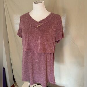 Nursing Maternity Mauve Button-Detail Blouse Joymom size large rose motherhood